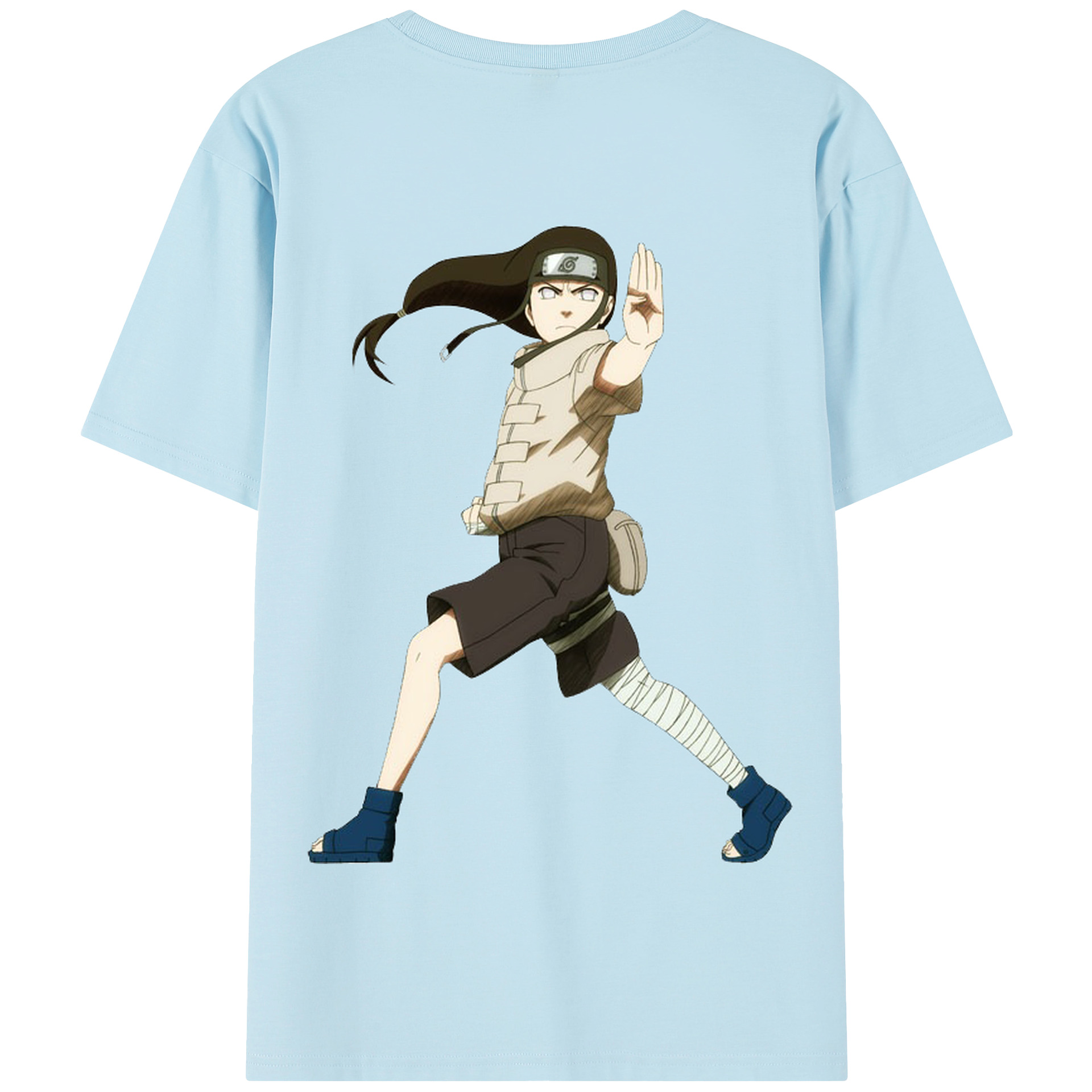 （画像用） NARUTO -ナルト- 日向ネジ Hyūga Neji 綿100％半袖Tシャツ（背面プリント）